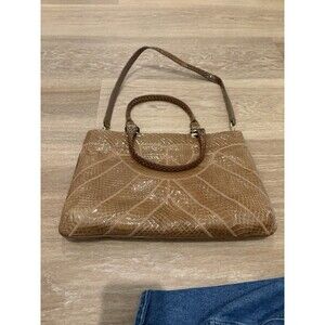 Vintage Brown 1970’s Custom Eel Skin Top Handle Handbag